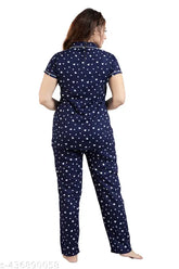 Multicolor printed cotton night suit set (shirt & pyjamas), women's and girls, soft, comfortable, Indian craftsmanship